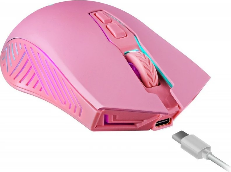 Maus wireless Defender PANDORA RF, 3200DPI, 7 butona, RGB, Rozë