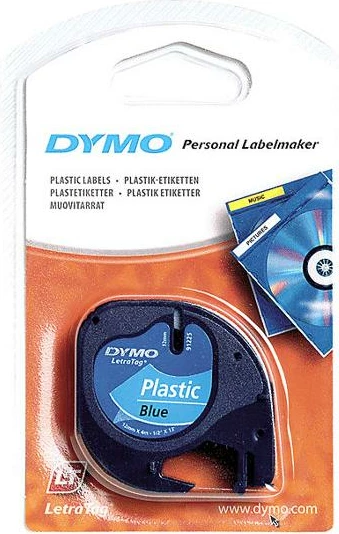 Shirit etiketimi, Dymo, LetraTag 91225 (S0721650), plastik 12mm x 4m, blu