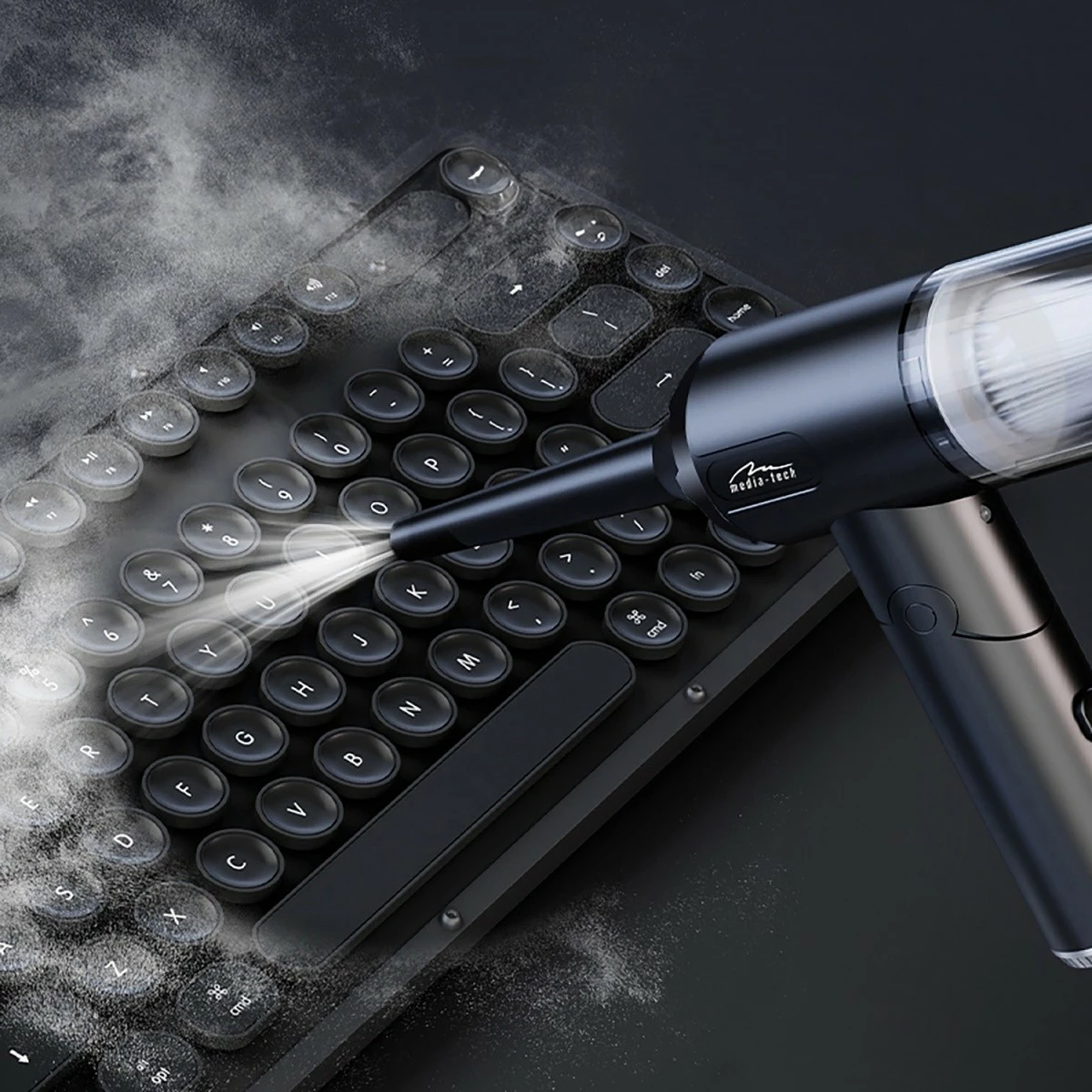 Fryrës/aspirator dore 2‑në‑1 Media‑Tech MT6538 65W 6800Pa 30 m/s LED bateri USB‑C, i zi, set me aksesorë