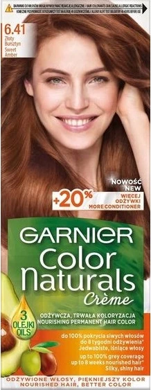 Ngjyrë për flokë për femra Garnier Color Naturals Creme 6.41 Golden Amber, 1 copë