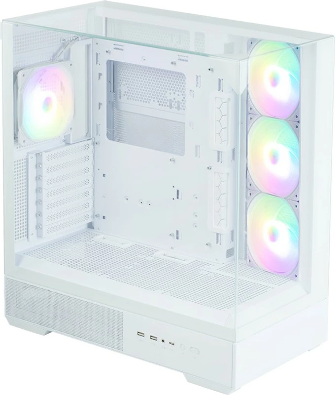 Kasë mid-tower, Zalman, P40 Prism Plus, ATX, 4x120mm ARGB, xham i fortë, USB-C, e bardhë
