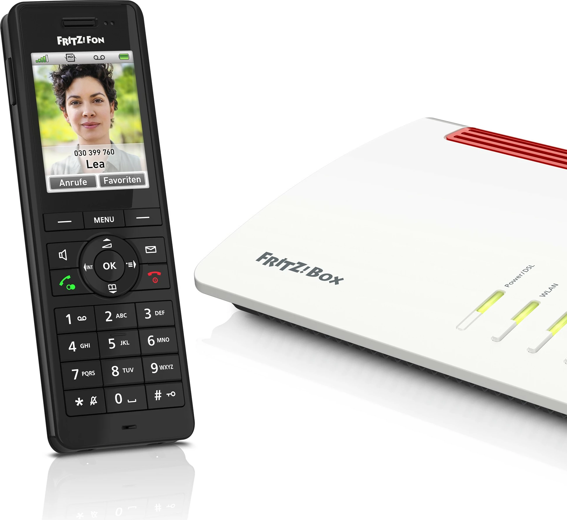 Telefon DECT AVM FRITZ!Fon X6, Mbajtës pa tel, 300 kontakte, E zezë