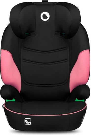 Ulëse makine Lionelo Lars i-Size për fëmijë, 100-150 cm, 15-36 kg, e zezë/rozë