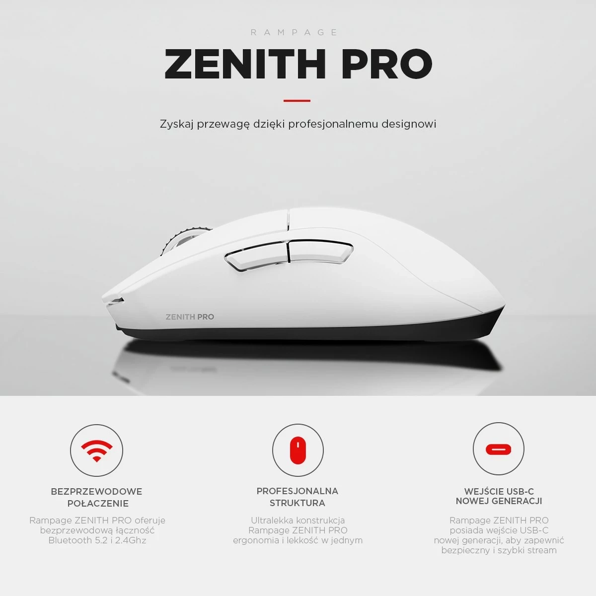 Maus Rampage Zenith Pro, 26000 DPI, i bardhë