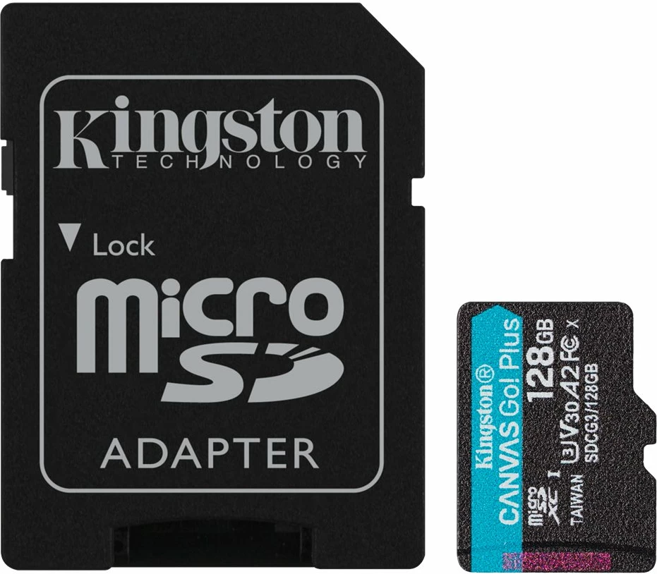 Kartelë memorie Kingston Canvas Go! Plus 128GB microSDXC me adapter