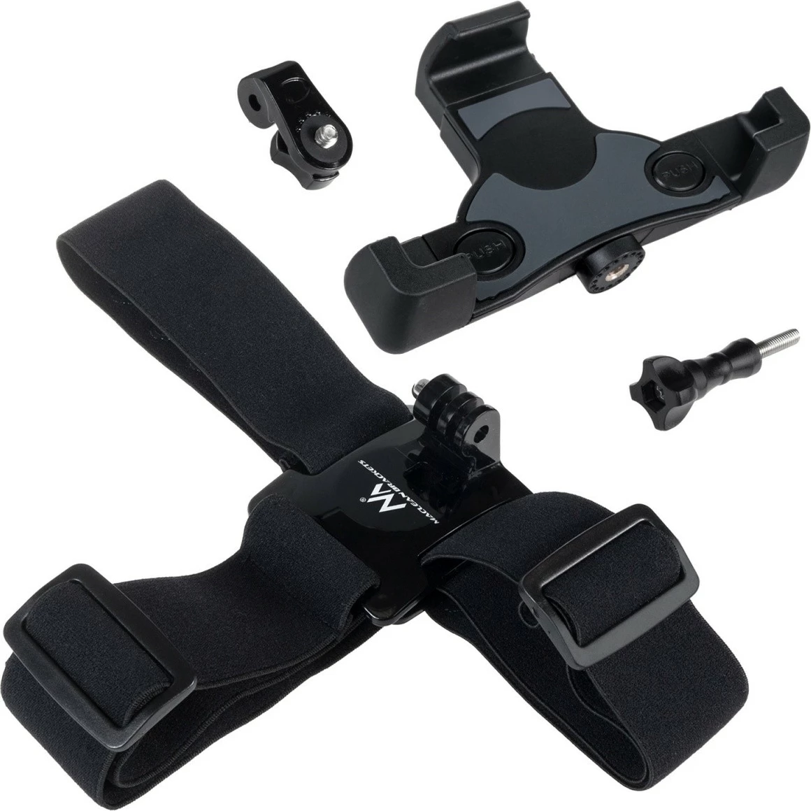 Opaskë sportive për kokë Maclean MC-448, për telefon, kamera, GoPro, e zezë, set